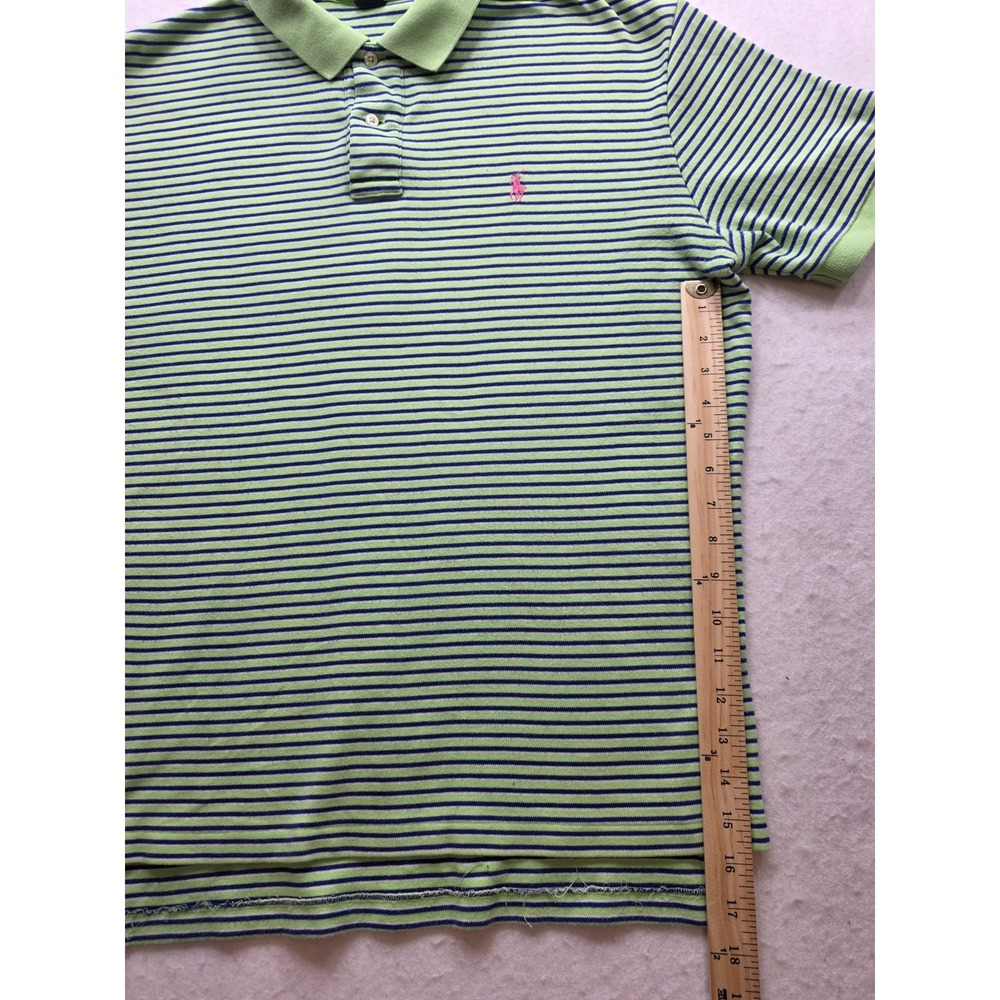 Polo Ralph Lauren Men's Green w Blue White Micro Stripes Polo Golf Shirt. Size L - Picture 5 of 8